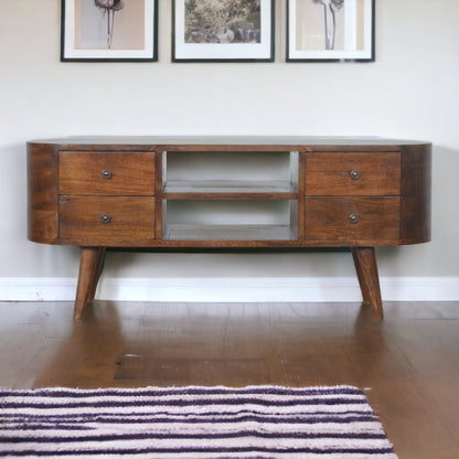 Chestnut Ridge 4 Drawer Rounded TV Console