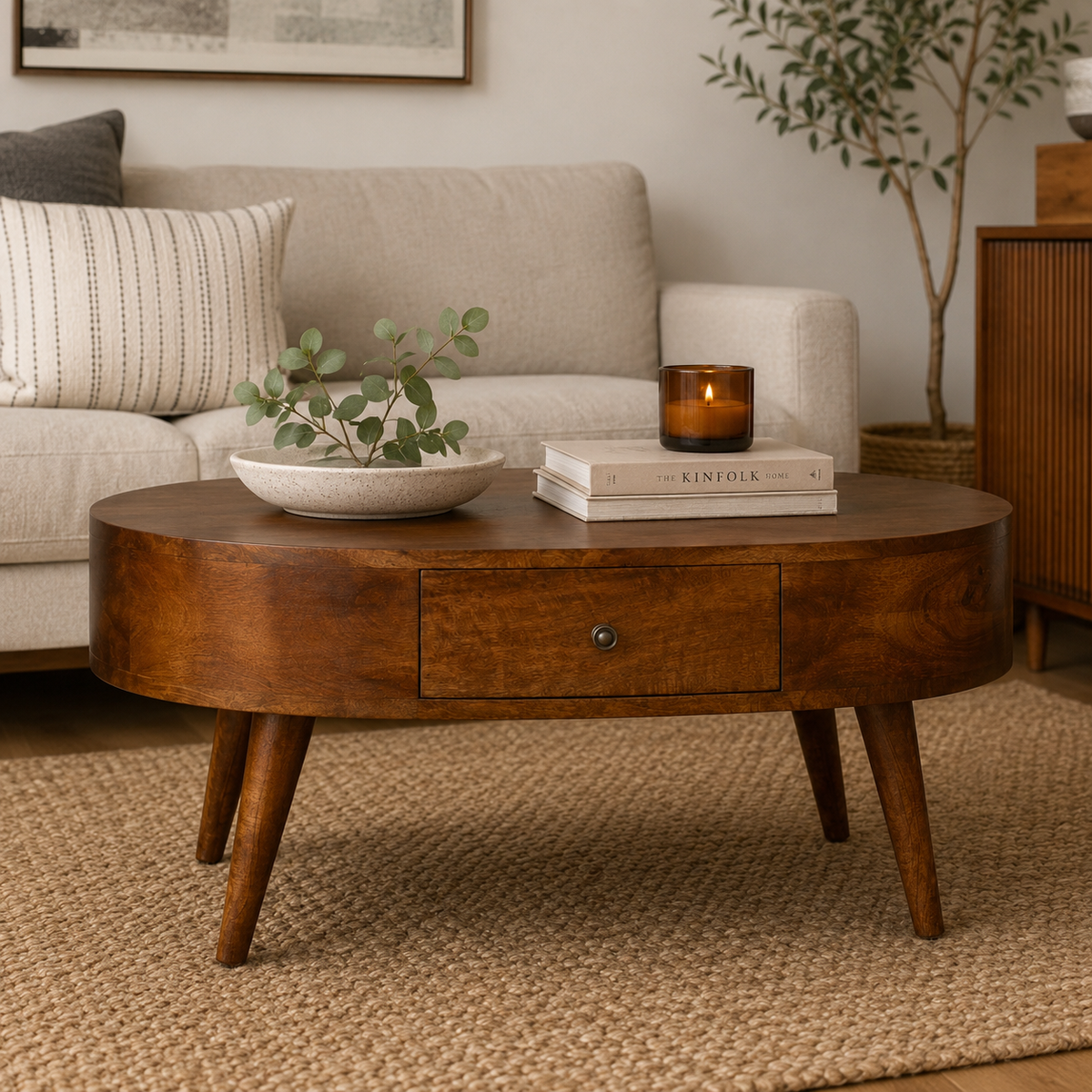 Chestnut Ridge 2 Drawer Rounded Coffee Table