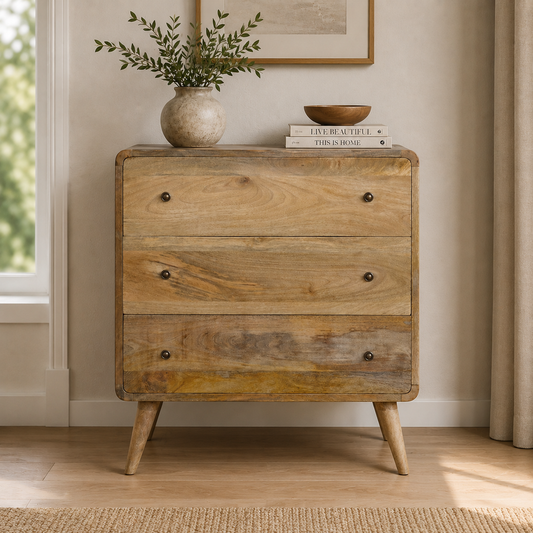 Big Sur Curved 3 Drawer Oak Chest