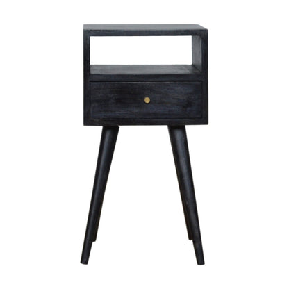 Small Ash Black 1 Drawer Open Shelf Nightstand