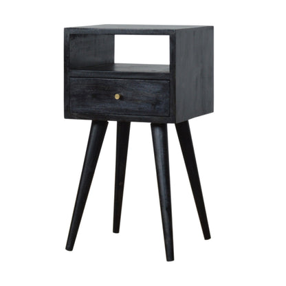 Small Ash Black 1 Drawer Open Shelf Nightstand