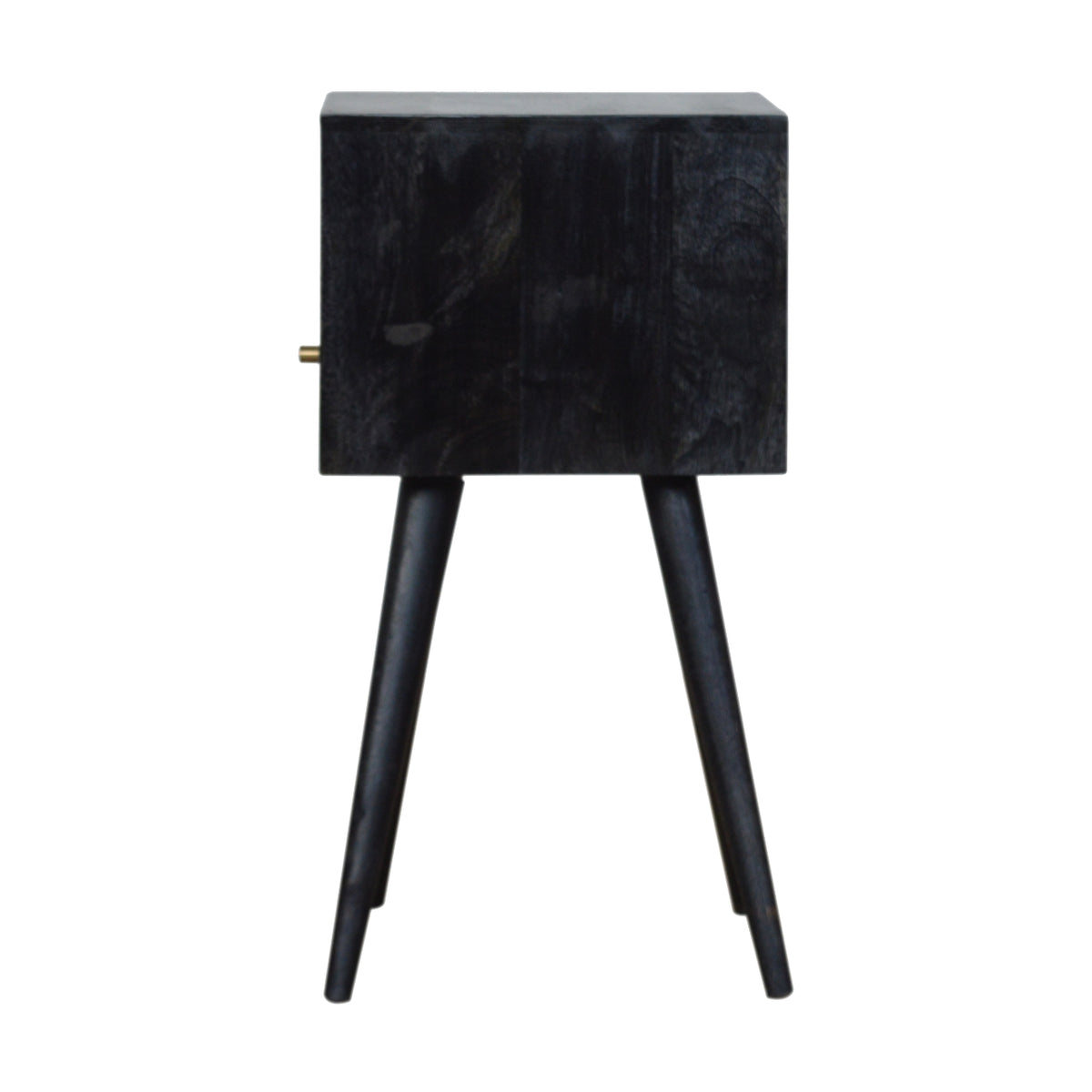 Small Ash Black 1 Drawer Open Shelf Nightstand