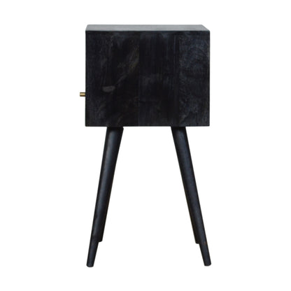 Small Ash Black 1 Drawer Open Shelf Nightstand
