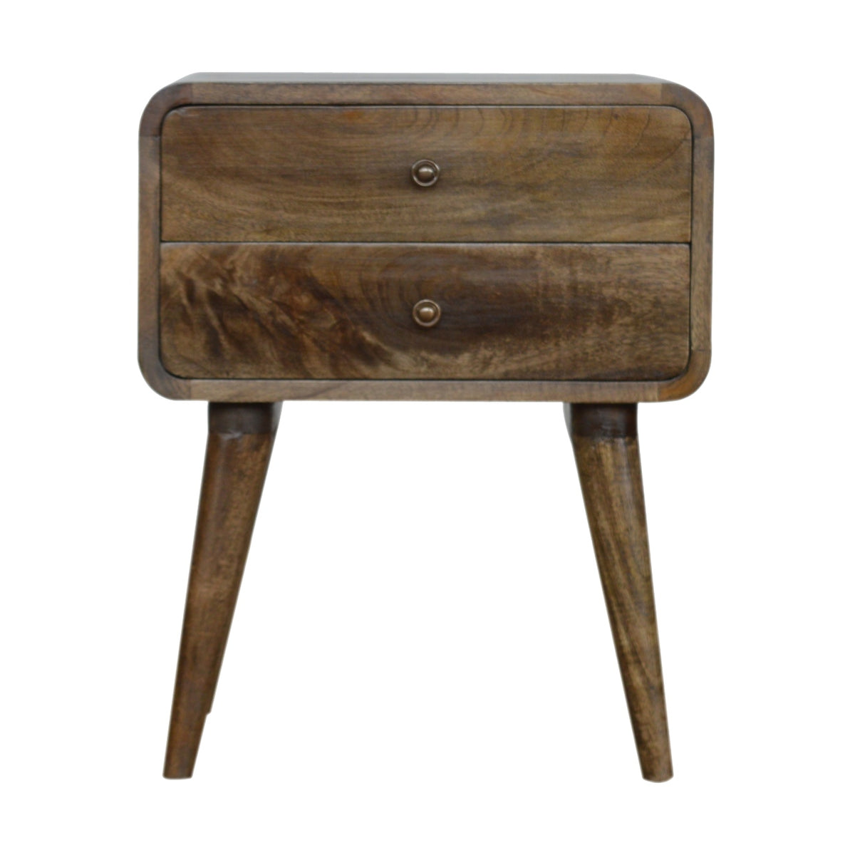 Big Sur Curved Grey 2 Drawer Nightstand