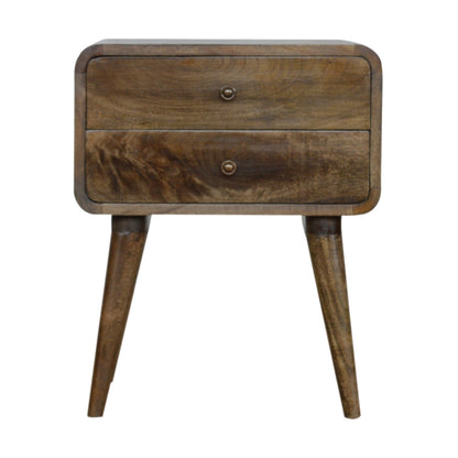Big Sur Curved Grey 2 Drawer Nightstand