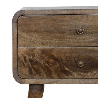 Big Sur Curved Grey 2 Drawer Nightstand