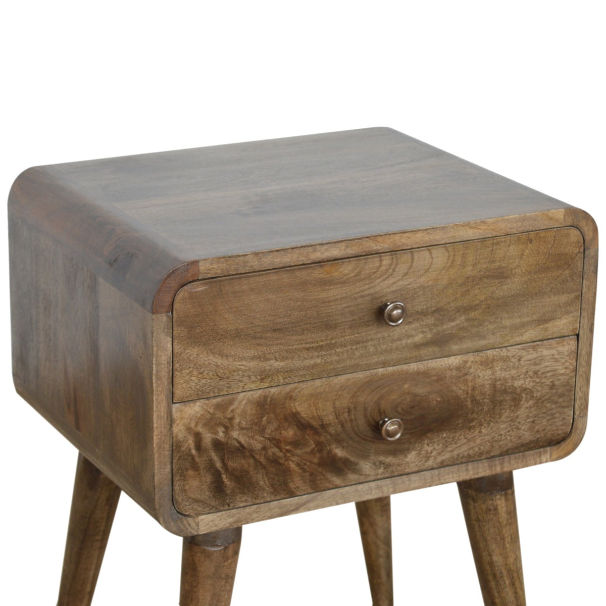 Big Sur Curved Grey 2 Drawer Nightstand