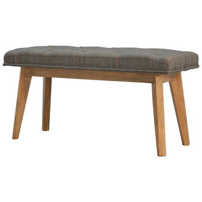 Multi Tweed Tufted Entryway Timber Bench