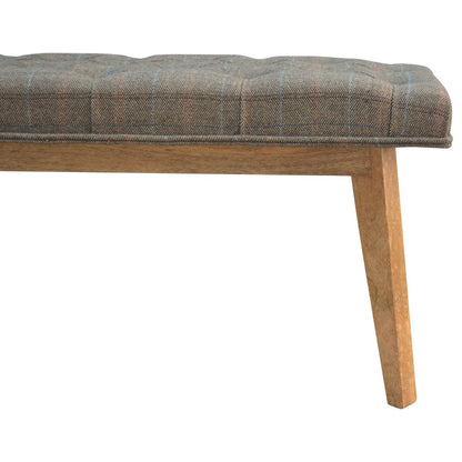 Multi Tweed Tufted Entryway Timber Bench