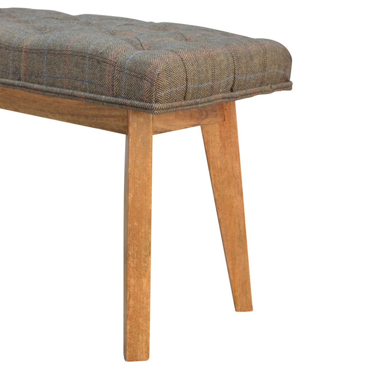 Multi Tweed Tufted Entryway Timber Bench