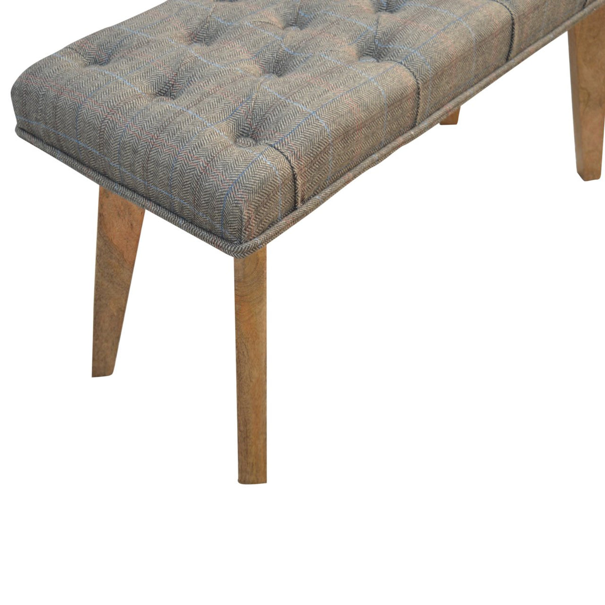 Multi Tweed Tufted Entryway Timber Bench
