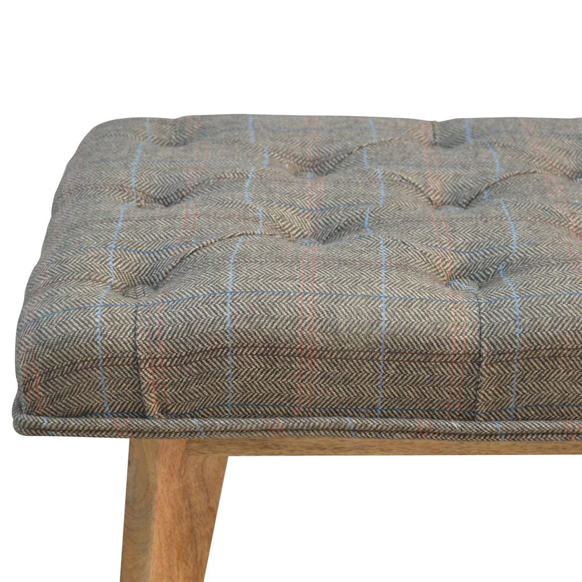 Multi Tweed Tufted Entryway Timber Bench