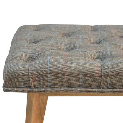 Multi Tweed Tufted Entryway Timber Bench