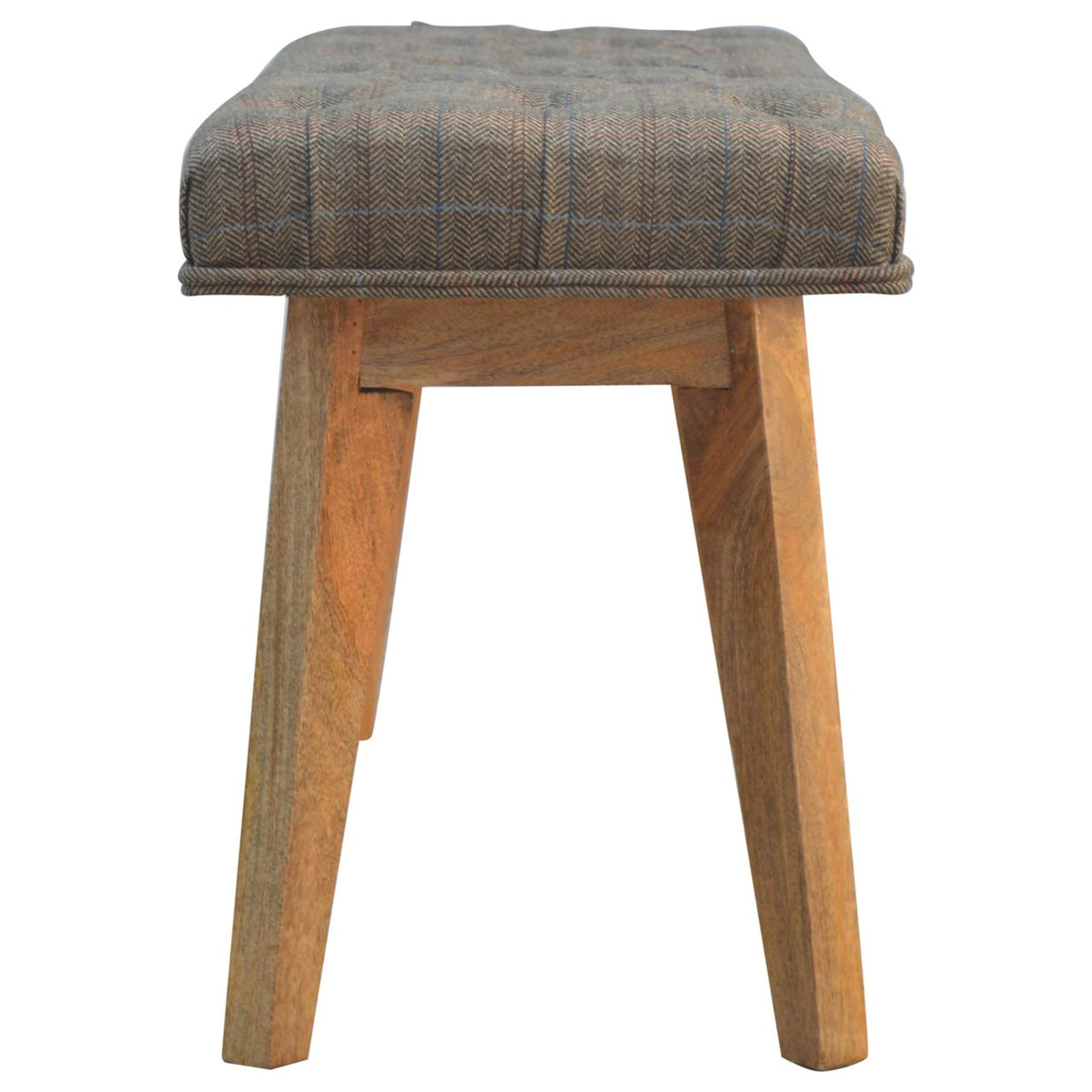 Multi Tweed Tufted Entryway Timber Bench