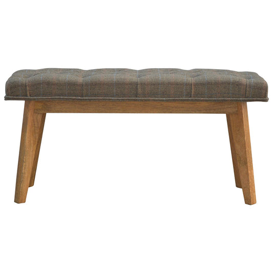 Multi Tweed Tufted Entryway Timber Bench