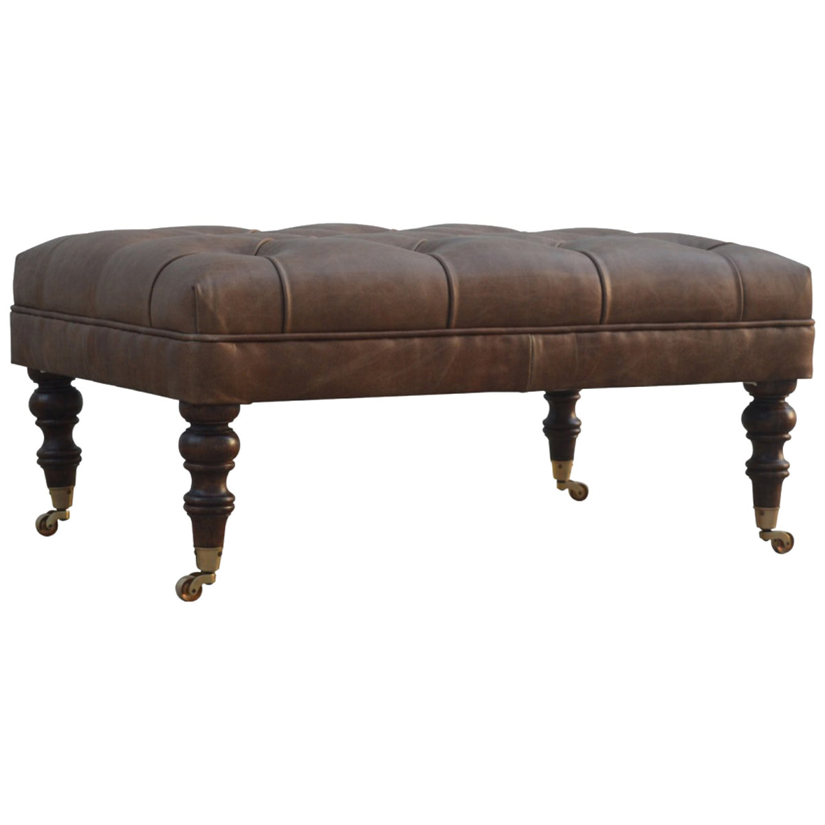 Sutton Buffalo Leather Deep Buttoned Ottoman