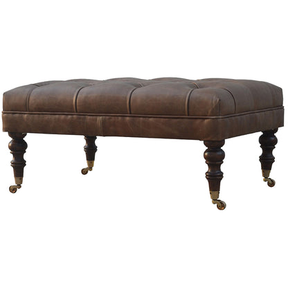 Sutton Buffalo Leather Deep Buttoned Ottoman