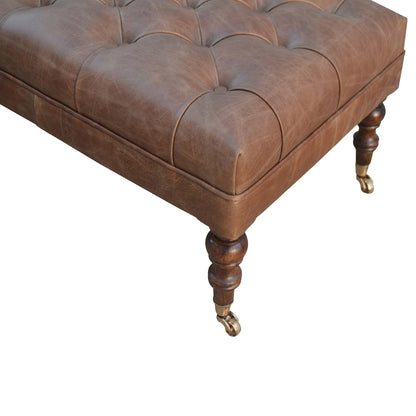 Sutton Buffalo Leather Deep Buttoned Ottoman