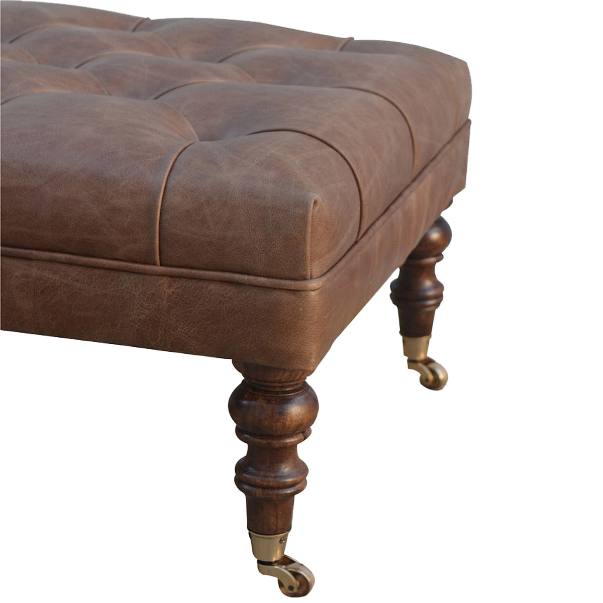 Sutton Buffalo Leather Deep Buttoned Ottoman