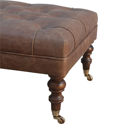 Sutton Buffalo Leather Deep Buttoned Ottoman