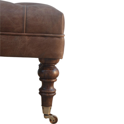 Sutton Buffalo Leather Deep Buttoned Ottoman