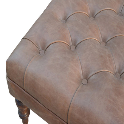 Sutton Buffalo Leather Deep Buttoned Ottoman