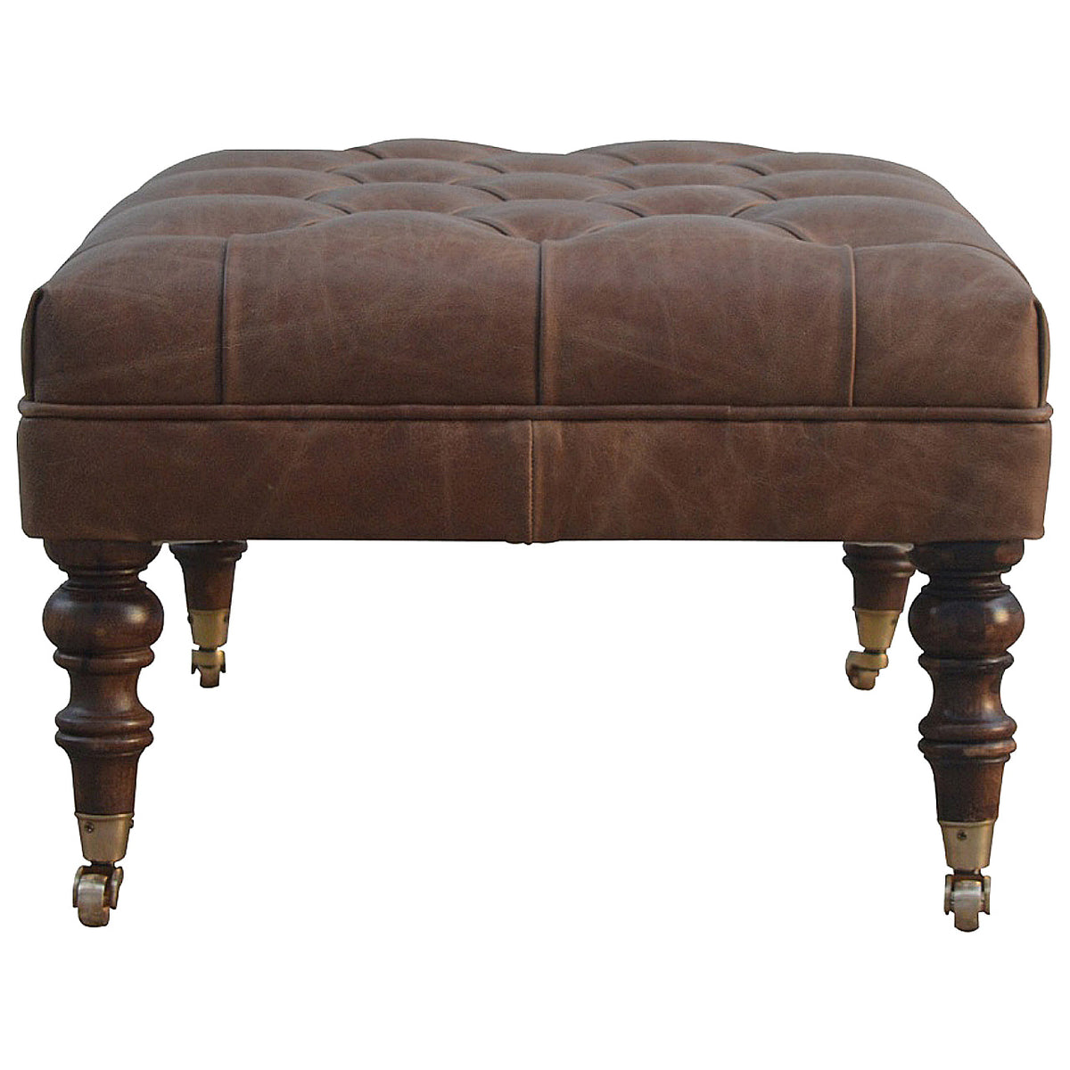 Sutton Buffalo Leather Deep Buttoned Ottoman