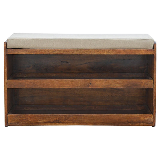 Nordic Linen Upholstered Timber Shoe Bench
