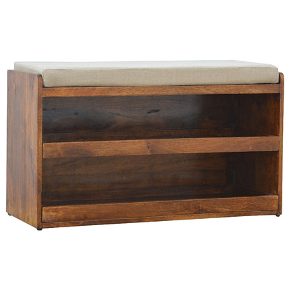 Nordic Linen Upholstered Timber Shoe Bench