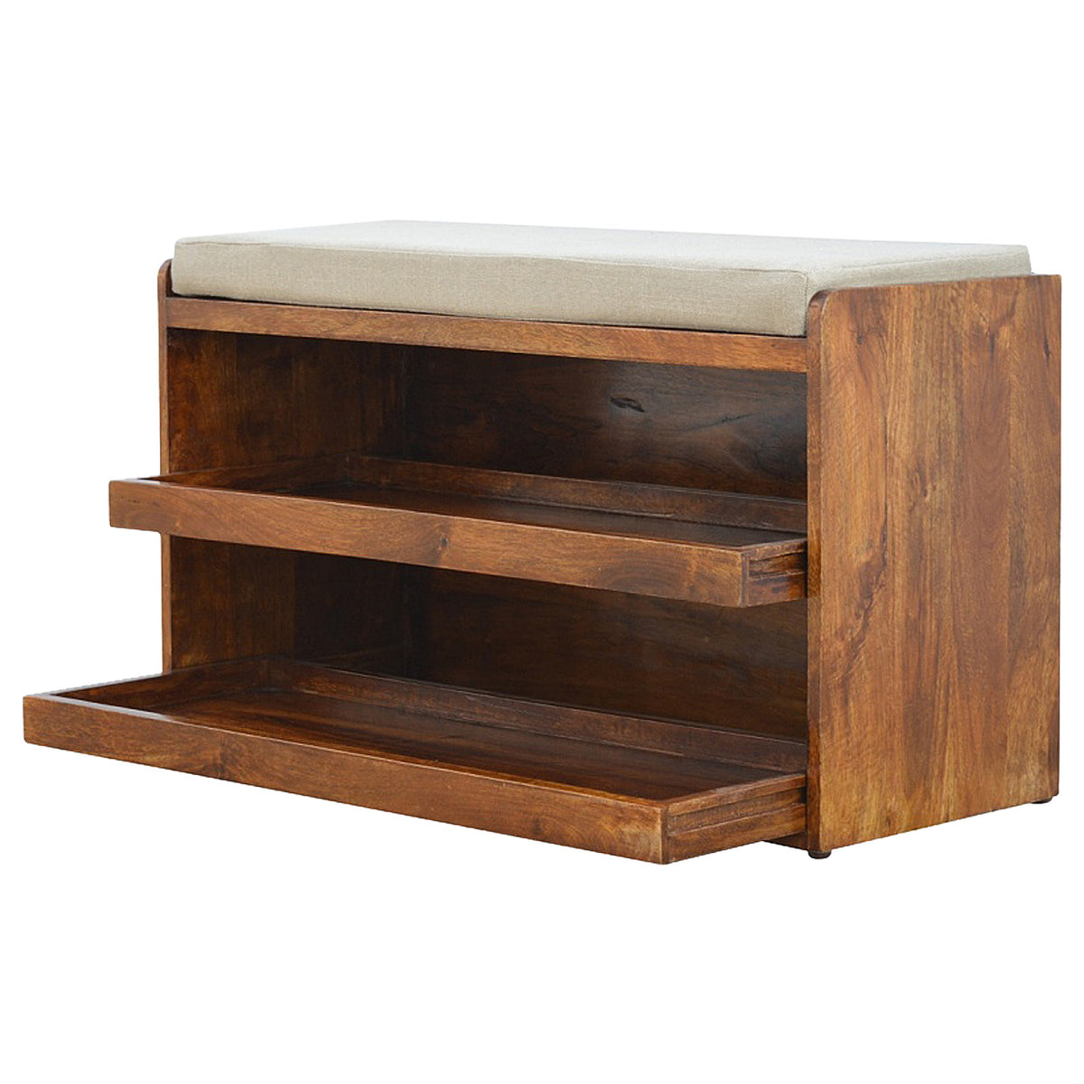 Nordic Linen Upholstered Timber Shoe Bench