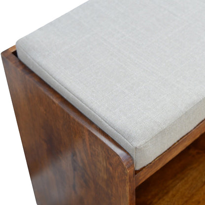 Nordic Linen Upholstered Timber Shoe Bench