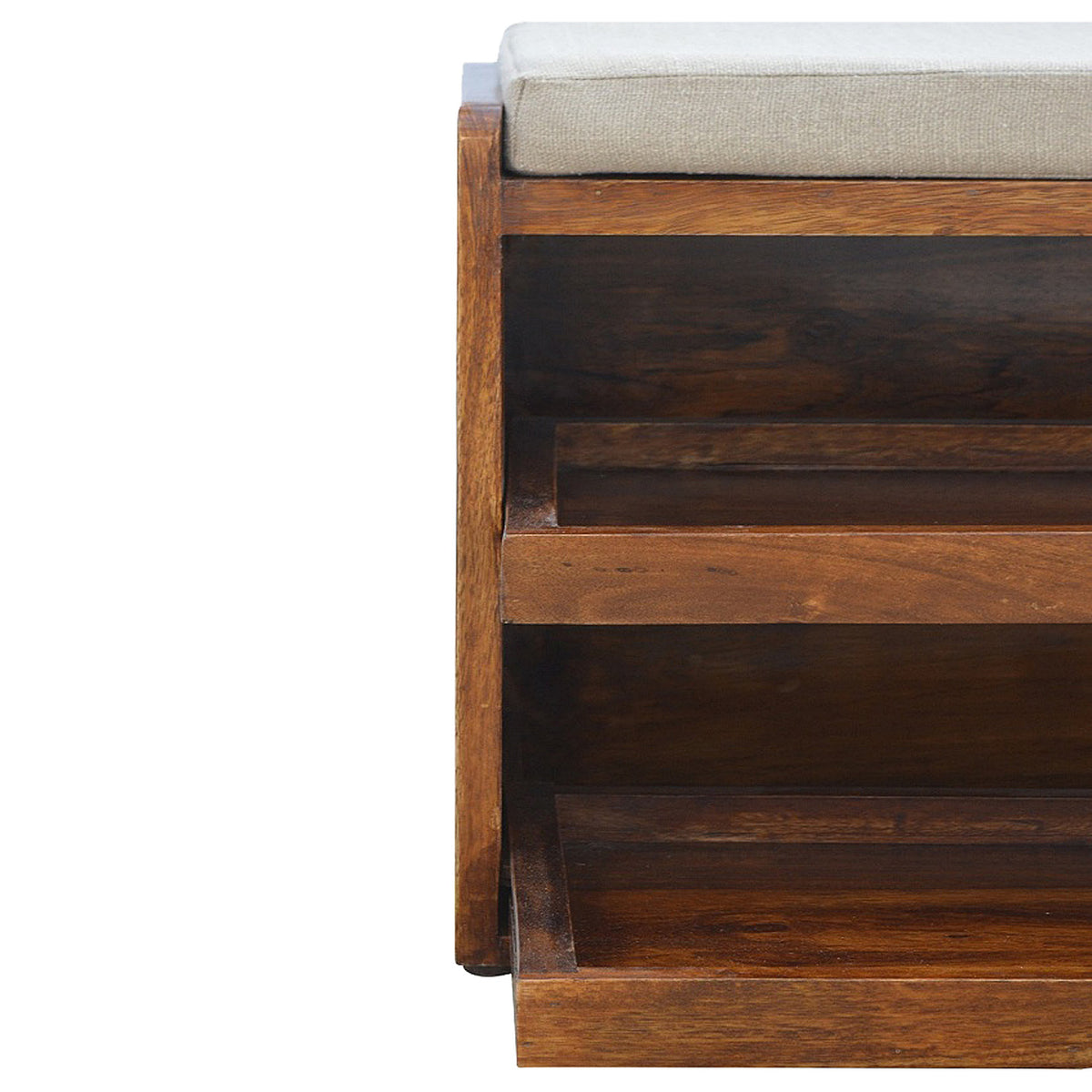 Nordic Linen Upholstered Timber Shoe Bench