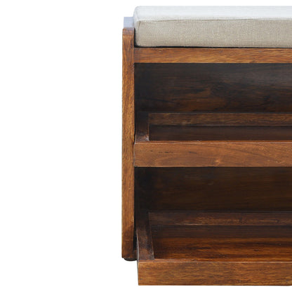 Nordic Linen Upholstered Timber Shoe Bench