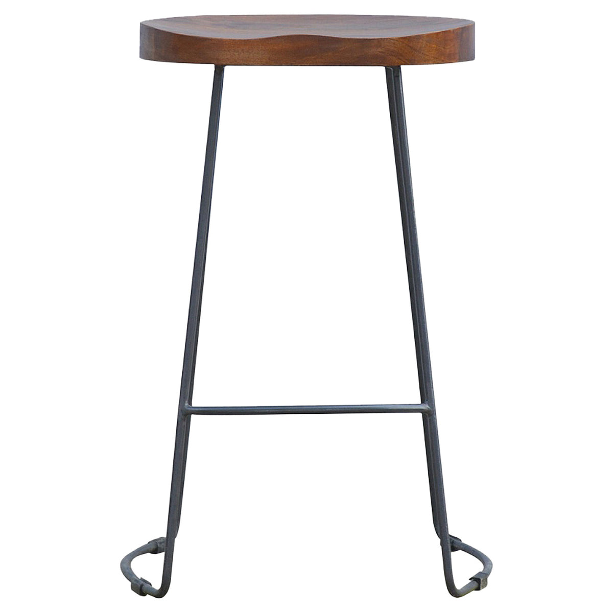 Industrial Chunky Oak Toned Solid Bar Stool