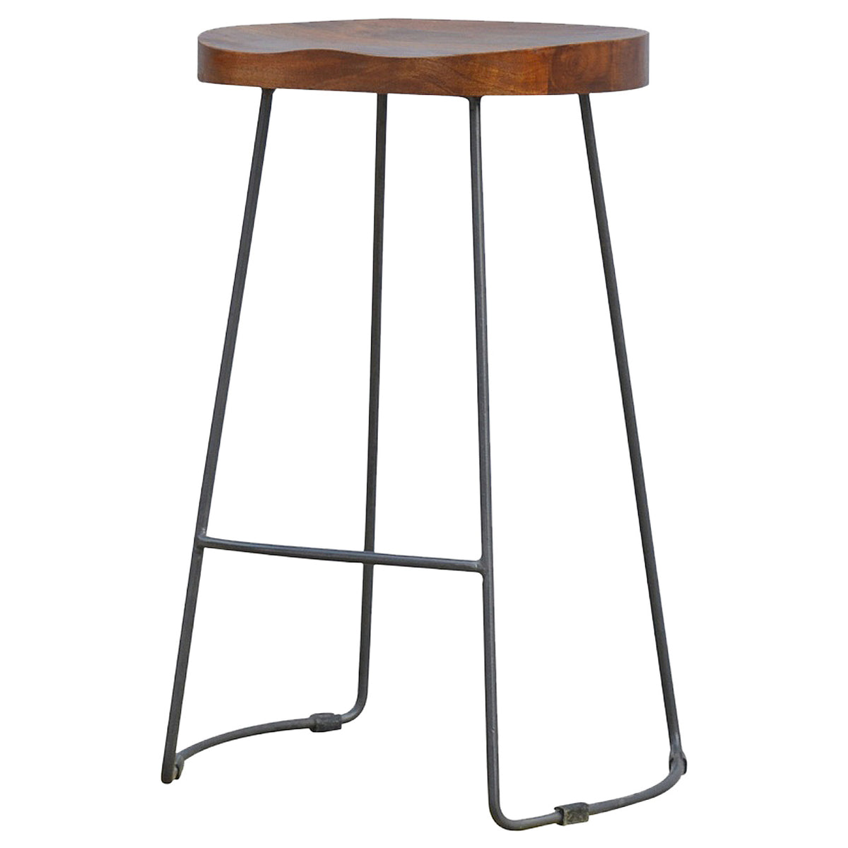 Industrial Chunky Oak Toned Solid Bar Stool