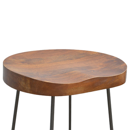 Industrial Chunky Oak Toned Solid Bar Stool