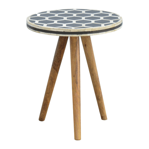 Marfa Oak Bone Inlay Accent End Side Table