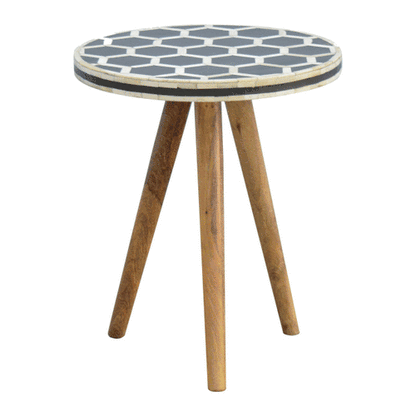Marfa Oak Bone Inlay Accent End Side Table