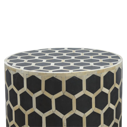 Marfa Bone Inlay Pattern Accent End Table