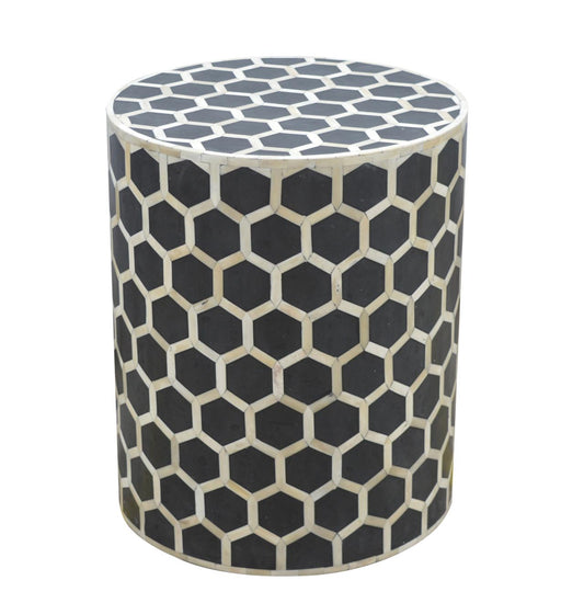 Marfa Bone Inlay Pattern Accent End Table