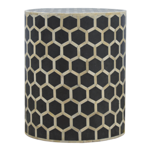 Marfa Bone Inlay Pattern Accent End Table