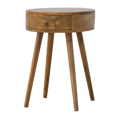Nordic Oak-Toned Circular 1 Drawer Nightstand