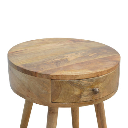 Nordic Oak-Toned Circular 1 Drawer Nightstand