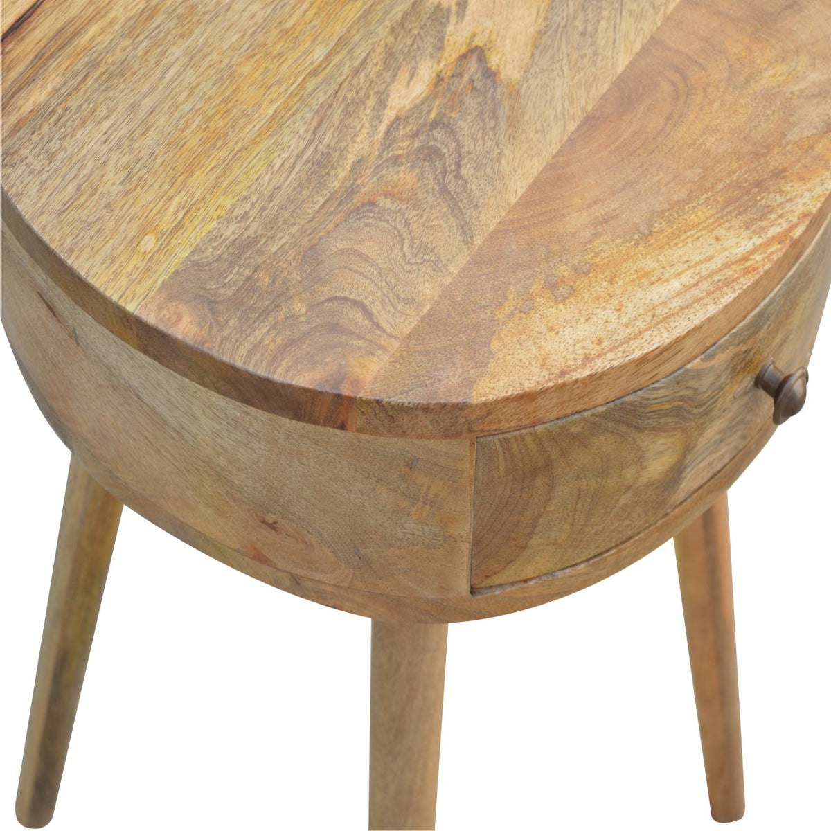 Nordic Oak-Toned Circular 1 Drawer Nightstand