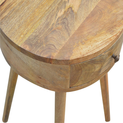Nordic Oak-Toned Circular 1 Drawer Nightstand
