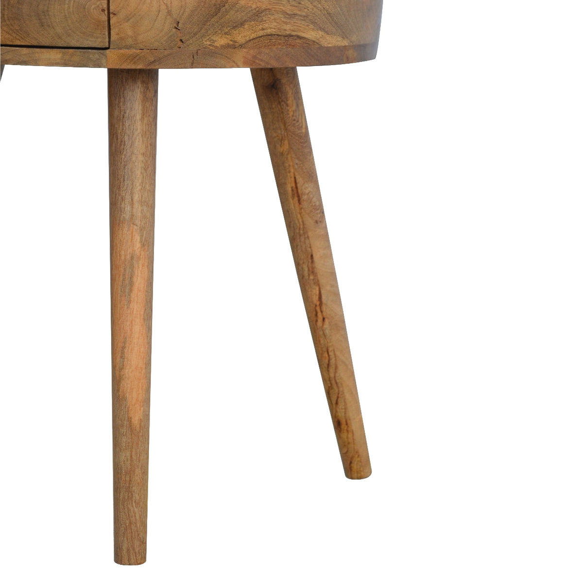Nordic Oak-Toned Circular 1 Drawer Nightstand