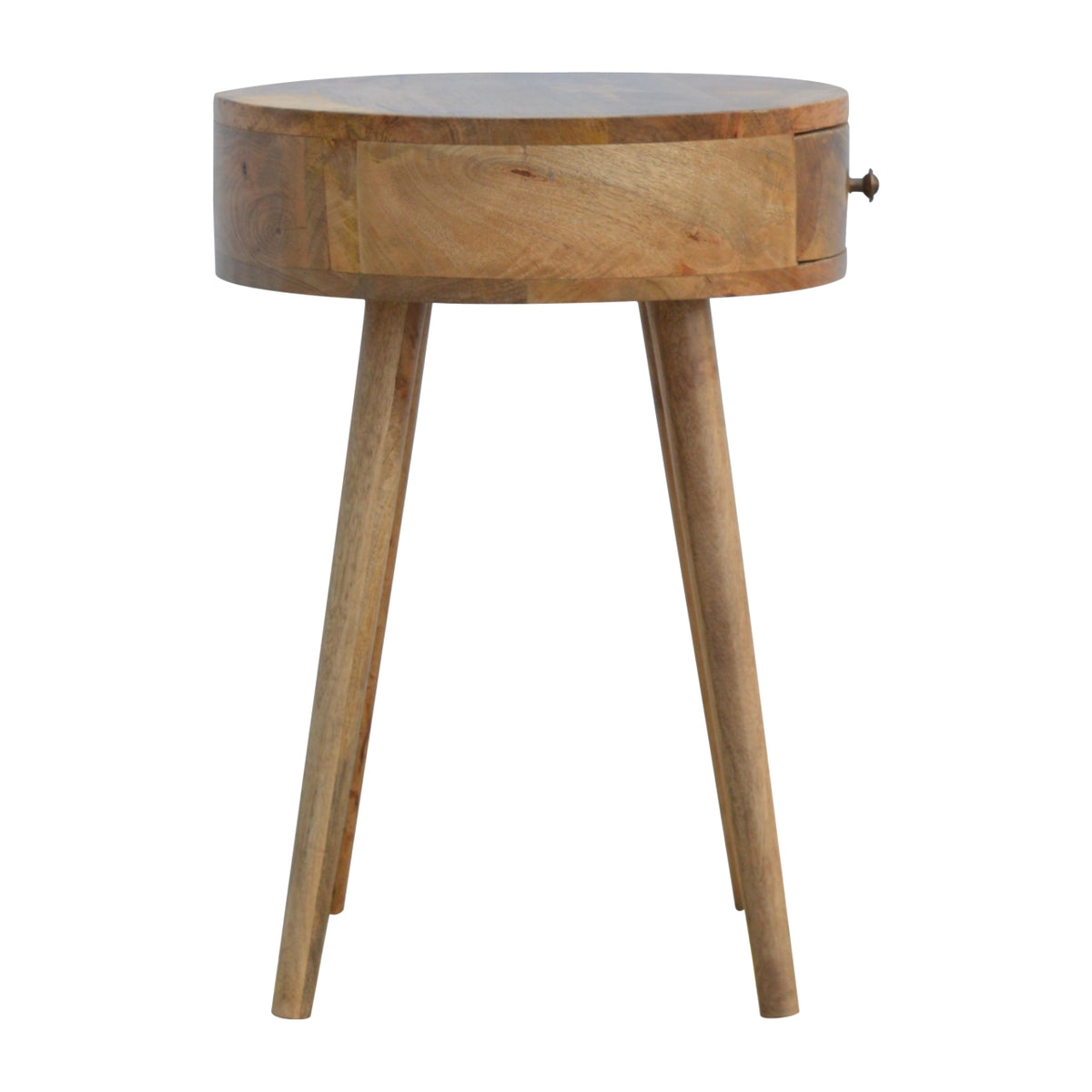 Nordic Oak-Toned Circular 1 Drawer Nightstand