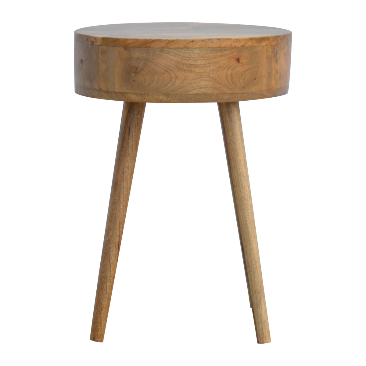 Nordic Oak-Toned Circular 1 Drawer Nightstand