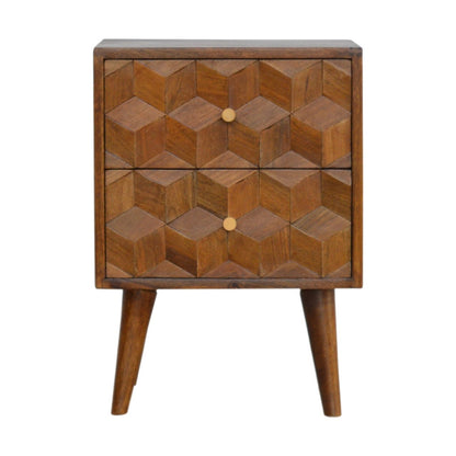 Chestnut Ridge 2 Drawer Cube Carved Bedside