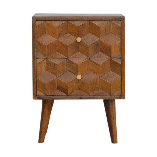 Chestnut Ridge 2 Drawer Cube Carved Bedside